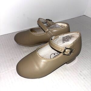 Revolution Dancewear Tap Shoes Tan Synthetic Leather Style 823 Child Size 10.5
